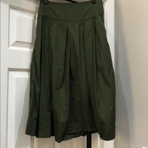 Olive green mid-length cotton skirt